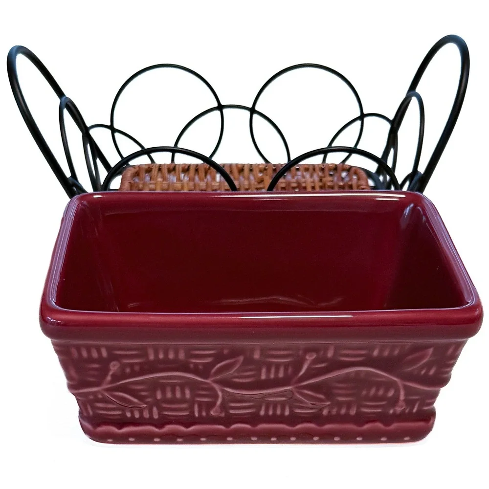 Temp-Tations by Tara Presentable Ovenware Cranberry Red Loaf Pan Wire Tray